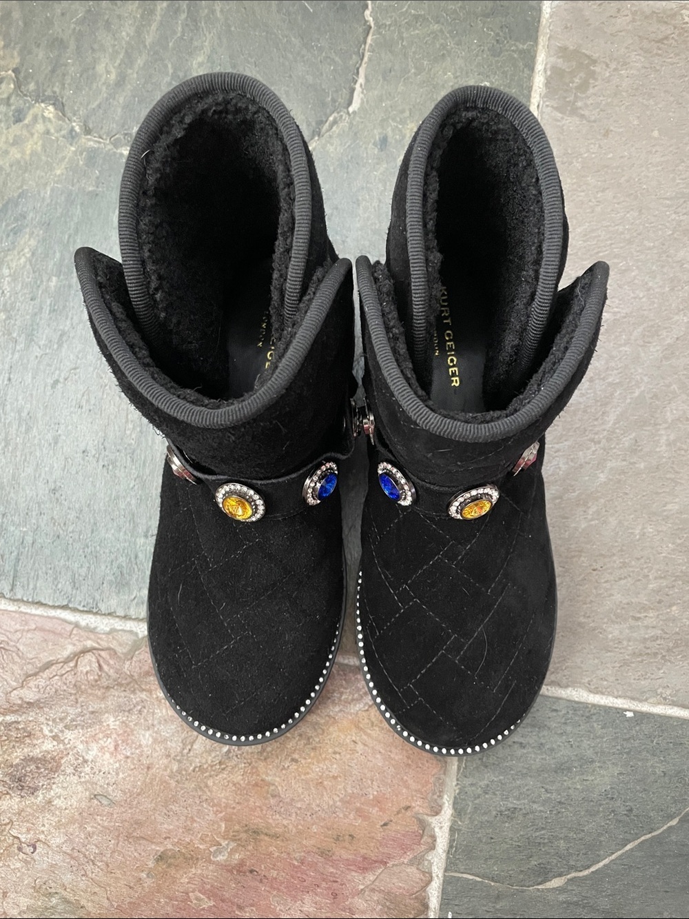 New Kurt Geiger Mini Orson Bootie Boot Faux Fur Lined Jewel Gems Kids 5 - Picture 4 of 12